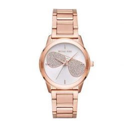 Michael Kors Silver Rose Gold Diamond And Stainless Steel Hartman Women's Wristwatch 38MM For Women
