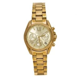 Michael Kors Yellow Gold Plated Stainless Steel Runway MK6798 Women's Wristwatch 36 Mm For Women