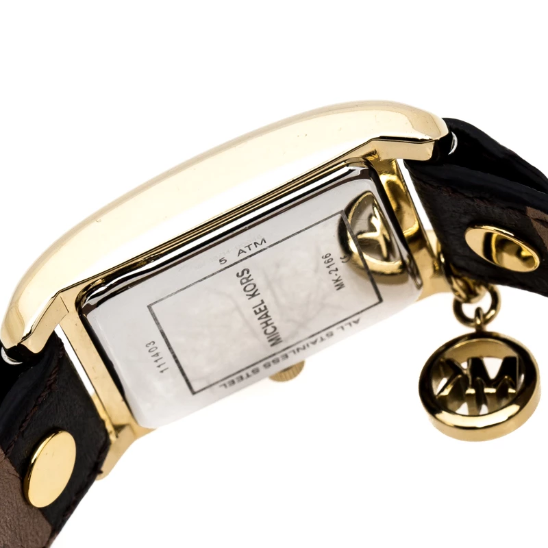 Michael Kors Yellow Gold Plated Stainless Steel Leather Jet Set MK2166 Women's Wristwatch 26 Mm For Women - Image 7