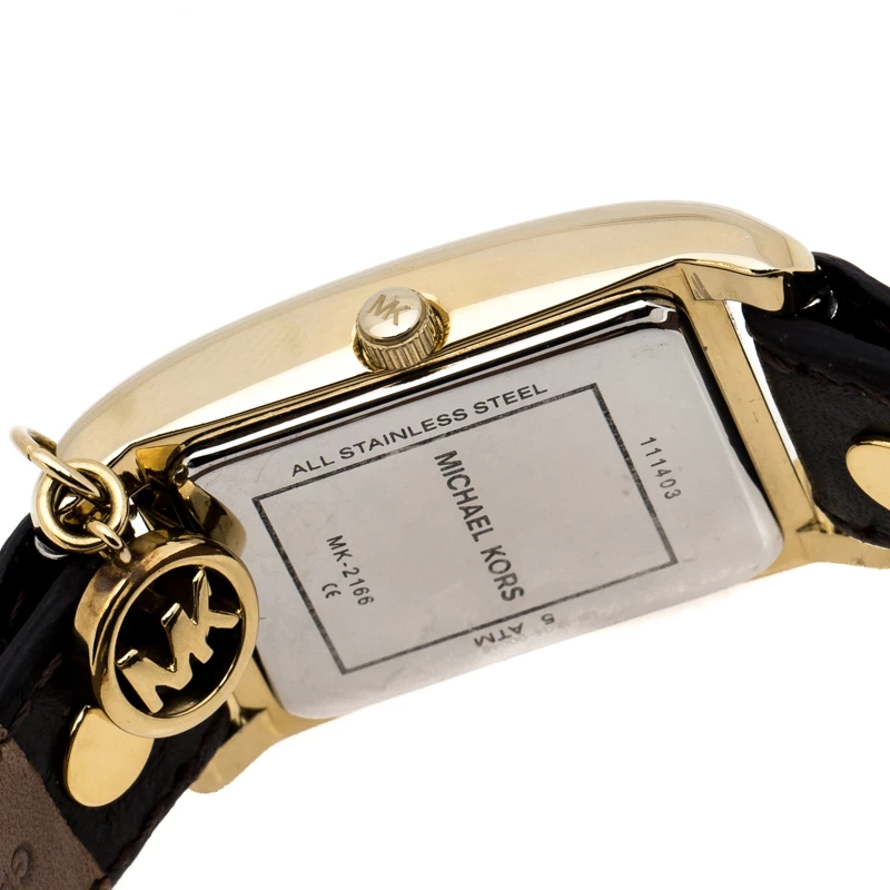 Michael Kors Yellow Gold Plated Stainless Steel Leather Jet Set MK2166 Women's Wristwatch 26 Mm For Women - Image 6