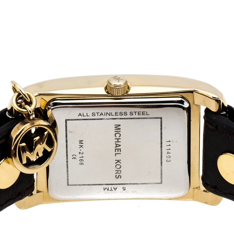 Michael Kors Yellow Gold Plated Stainless Steel Leather Jet Set MK2166 Women's Wristwatch 26 Mm For Women - Image 4