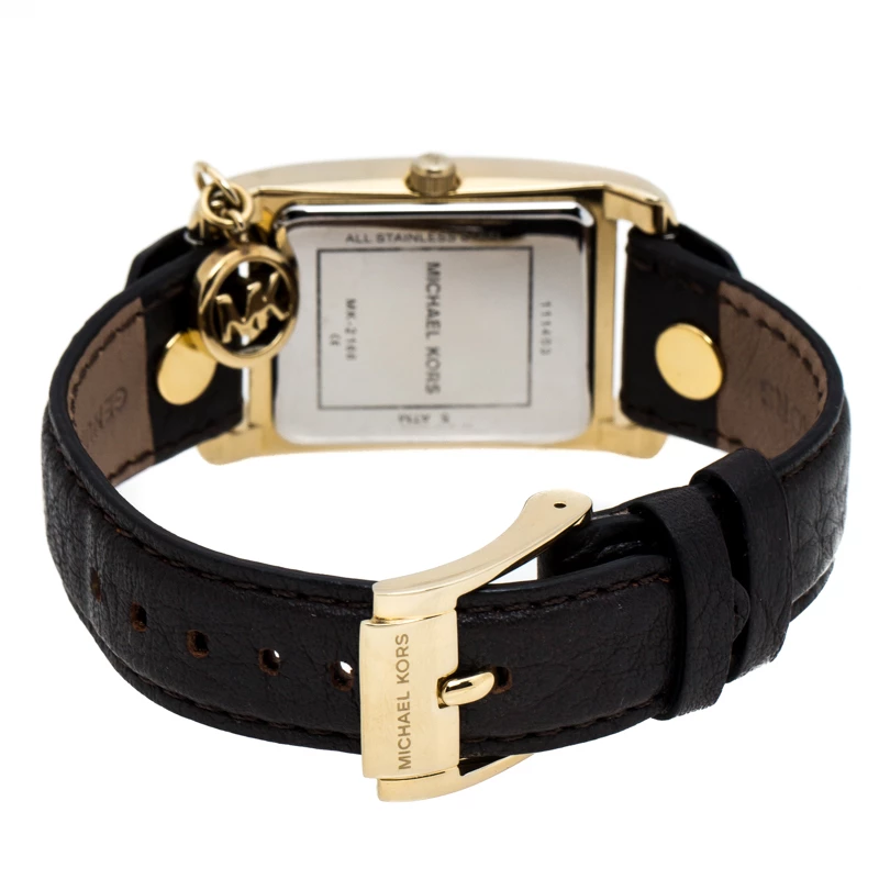 Michael Kors Yellow Gold Plated Stainless Steel Leather Jet Set MK2166 Women's Wristwatch 26 Mm For Women - Image 5
