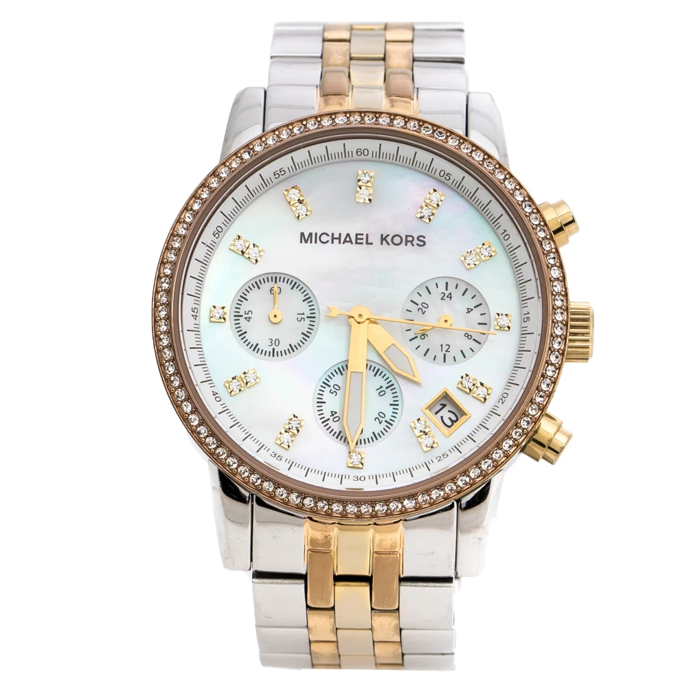Michael Kors Mother Of Pearl Tri-Tone Ritz MK5650 Women's Wristwatch 36 Mm For Women
