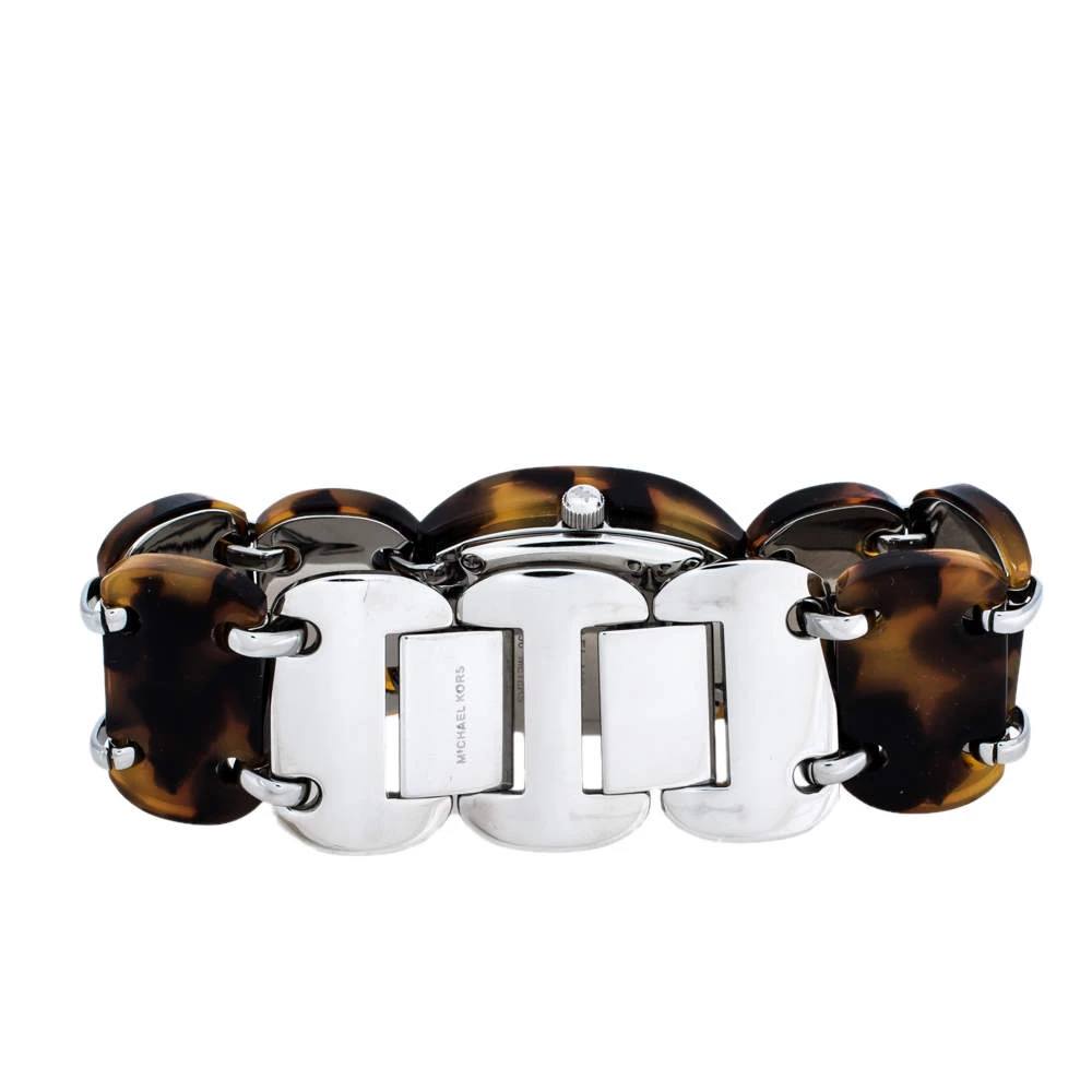 Michael Kors Brown Tortoise Acetate Stainless Steel MK4178 Women's Wristwatch 26 Mm For Women - Image 5
