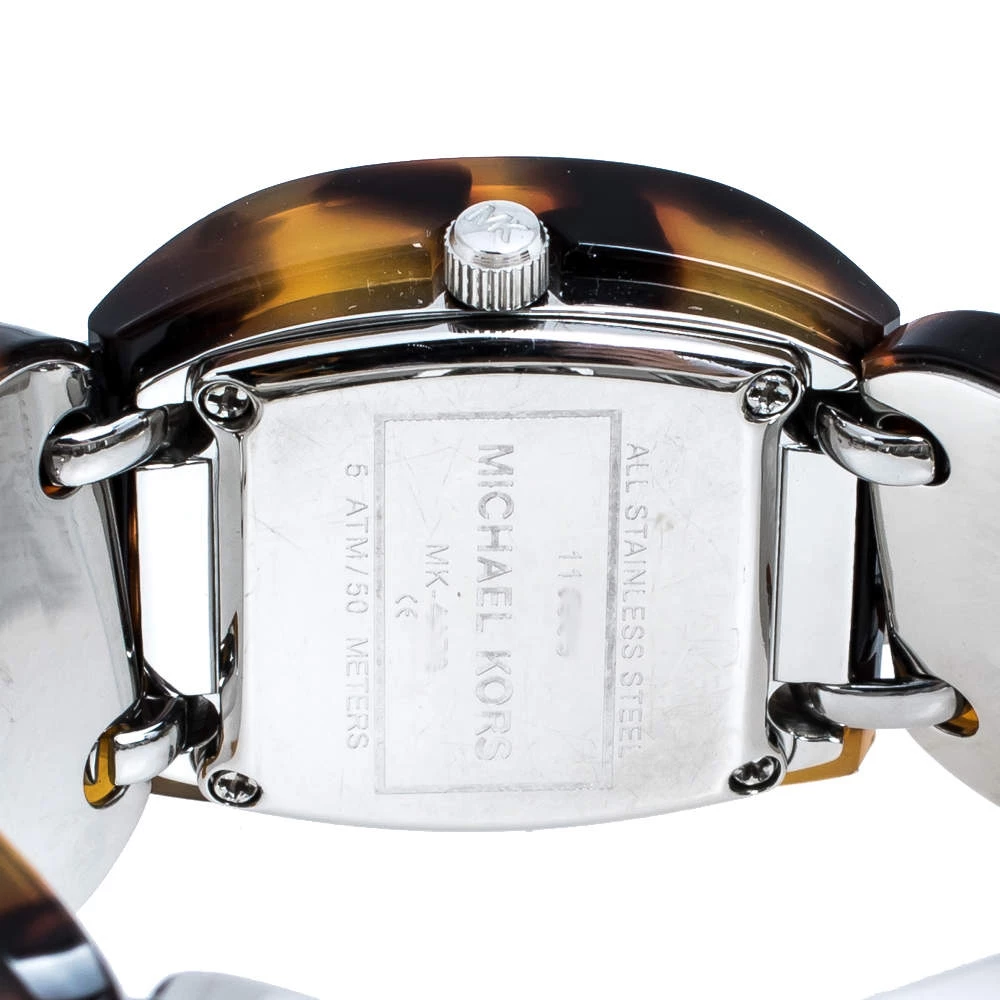 Michael Kors Brown Tortoise Acetate Stainless Steel MK4178 Women's Wristwatch 26 Mm For Women - Image 4