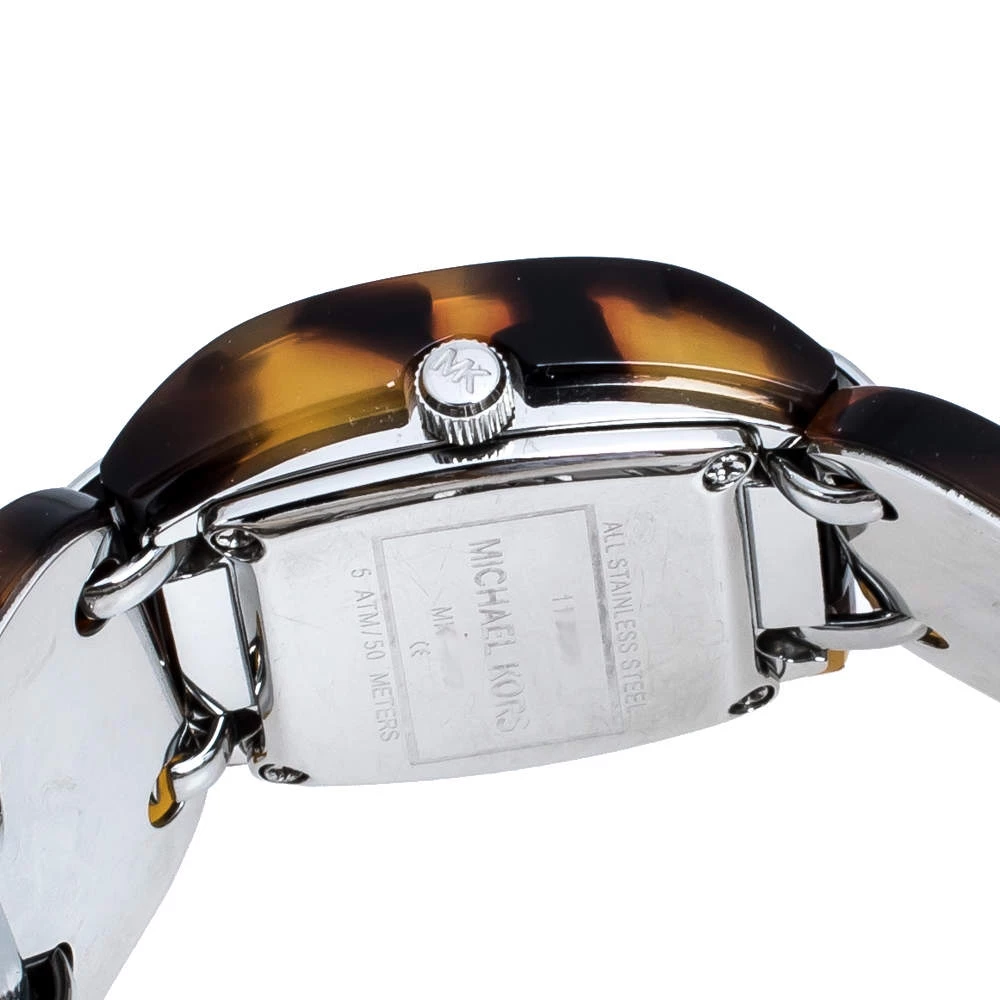 Michael Kors Brown Tortoise Acetate Stainless Steel MK4178 Women's Wristwatch 26 Mm For Women - Image 6