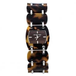Michael Kors Brown Tortoise Acetate Stainless Steel MK4178 Women's Wristwatch 26 Mm For Women