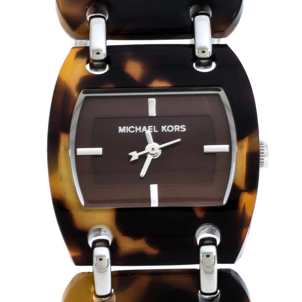 Michael Kors Brown Tortoise Acetate Stainless Steel MK4178 Women's Wristwatch 26 Mm For Women - Image 3