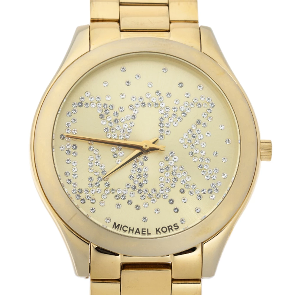 Michael Kors Yellow Gold Tone Stainless Steel Slim Runway MK3590 Women's Wristwatch 42 Mm For Women - Image 3