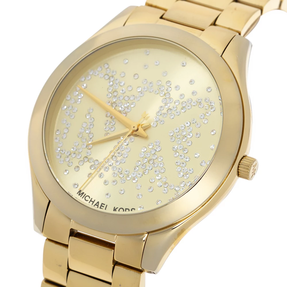 Michael Kors Yellow Gold Tone Stainless Steel Slim Runway MK3590 Women's Wristwatch 42 Mm For Women - Image 2