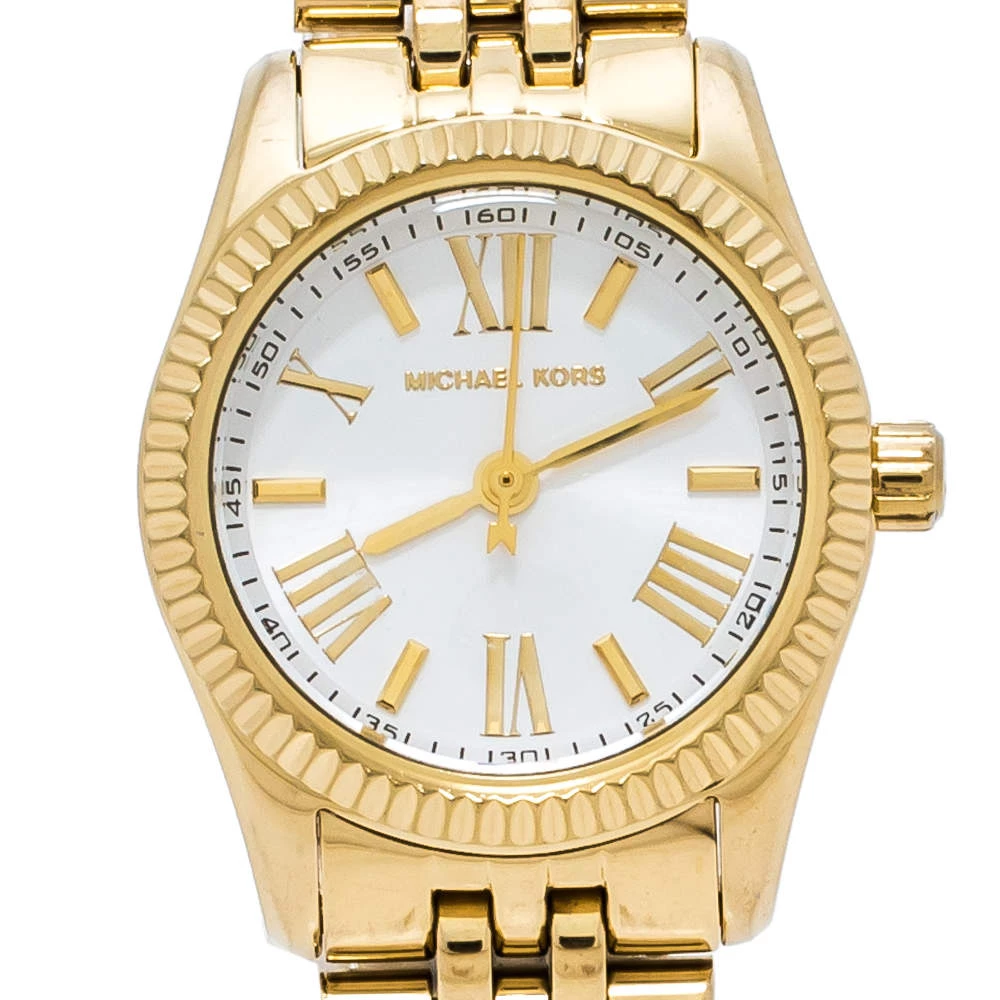 Michael Kors Opaline White Gold Tone Stainless Steel Lexington Petite MK3229 Women's Wristwatch 26 Mm For Women - Image 3