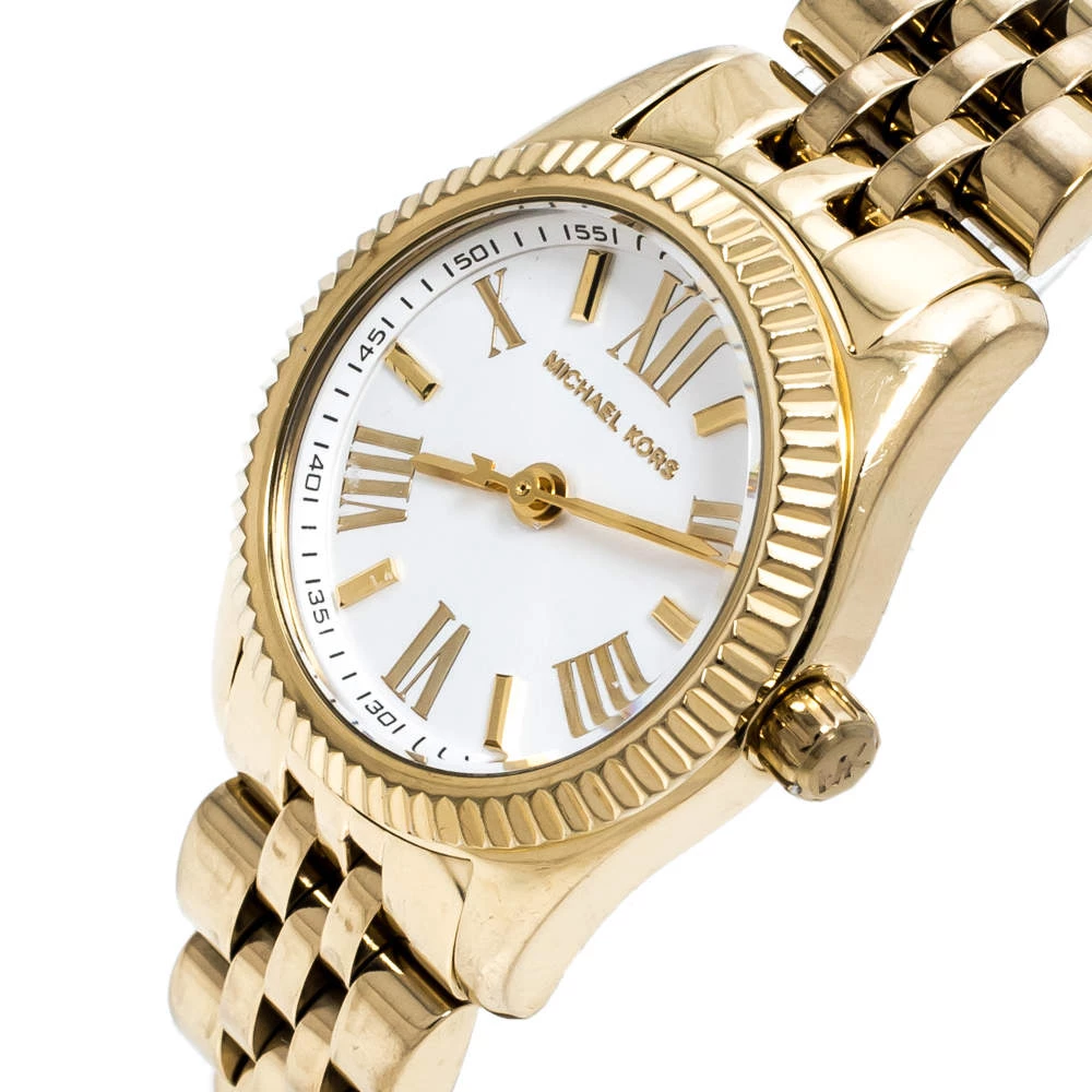 Michael Kors Opaline White Gold Tone Stainless Steel Lexington Petite MK3229 Women's Wristwatch 26 Mm For Women - Image 2