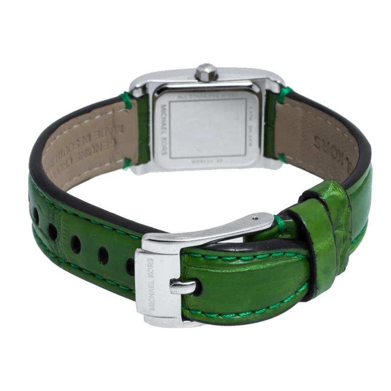 Michael Kors Silver Stainless Steel Crocodile Leather Taylor MK2416 Women's Wristwatch 20 Mm For Women - Image 5