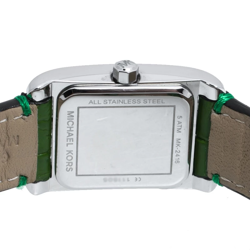 Michael Kors Silver Stainless Steel Crocodile Leather Taylor MK2416 Women's Wristwatch 20 Mm For Women - Image 4