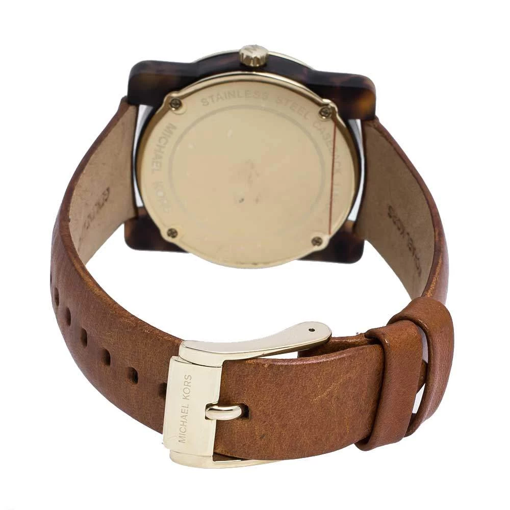 Michael Kors Brown Camouflage Gold Tone Stainless Steel Tortoise Shell Acetate Leather Kempton MK2484 Women's Wristwatch 39 Mm For Women - Image 5