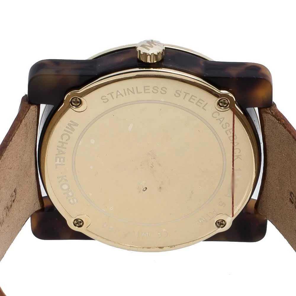 Michael Kors Brown Camouflage Gold Tone Stainless Steel Tortoise Shell Acetate Leather Kempton MK2484 Women's Wristwatch 39 Mm For Women - Image 4