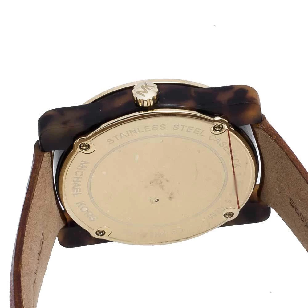 Michael Kors Brown Camouflage Gold Tone Stainless Steel Tortoise Shell Acetate Leather Kempton MK2484 Women's Wristwatch 39 Mm For Women - Image 6