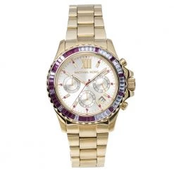 Michael Kors Baguette Crystals Gold Tone Stainless Steel Everest MK5871 Women's Wristwatch 41MM For Women