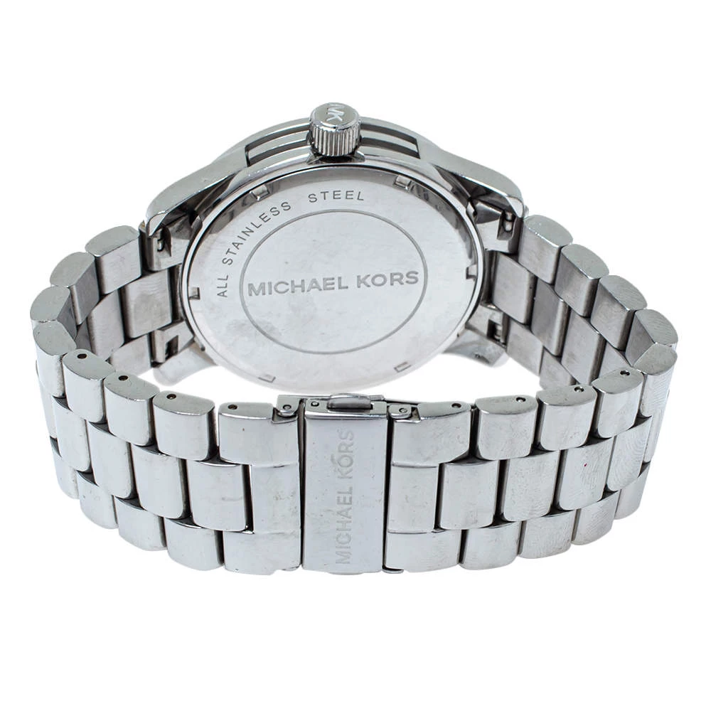 Michael Kors Silver Crystal Pave Stainless Steel Runway MK5544 Women's Wristwatch 45 Mm For Women - Image 5