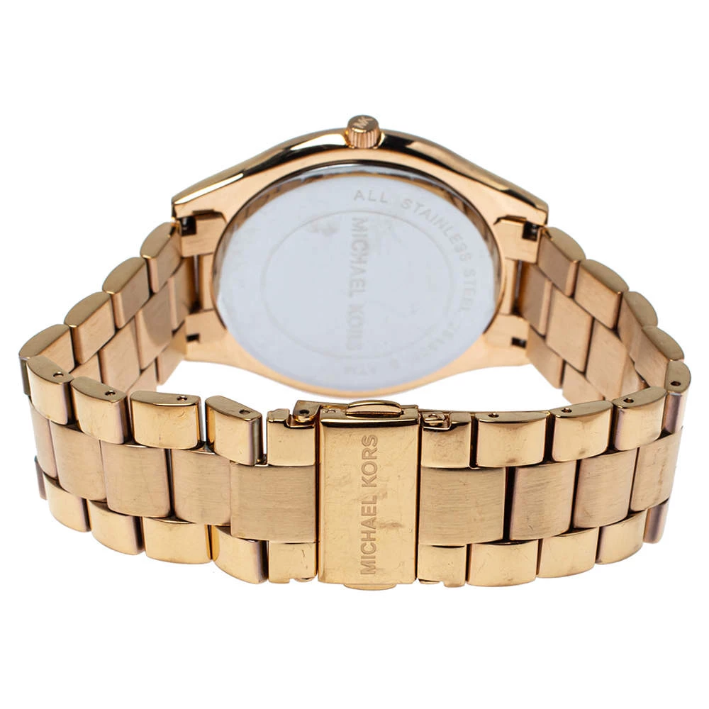 Michael Kors Brown Rose Gold Plated Steel Runway MK3181 Women's Wristwatch 42 Mm For Women - Image 5