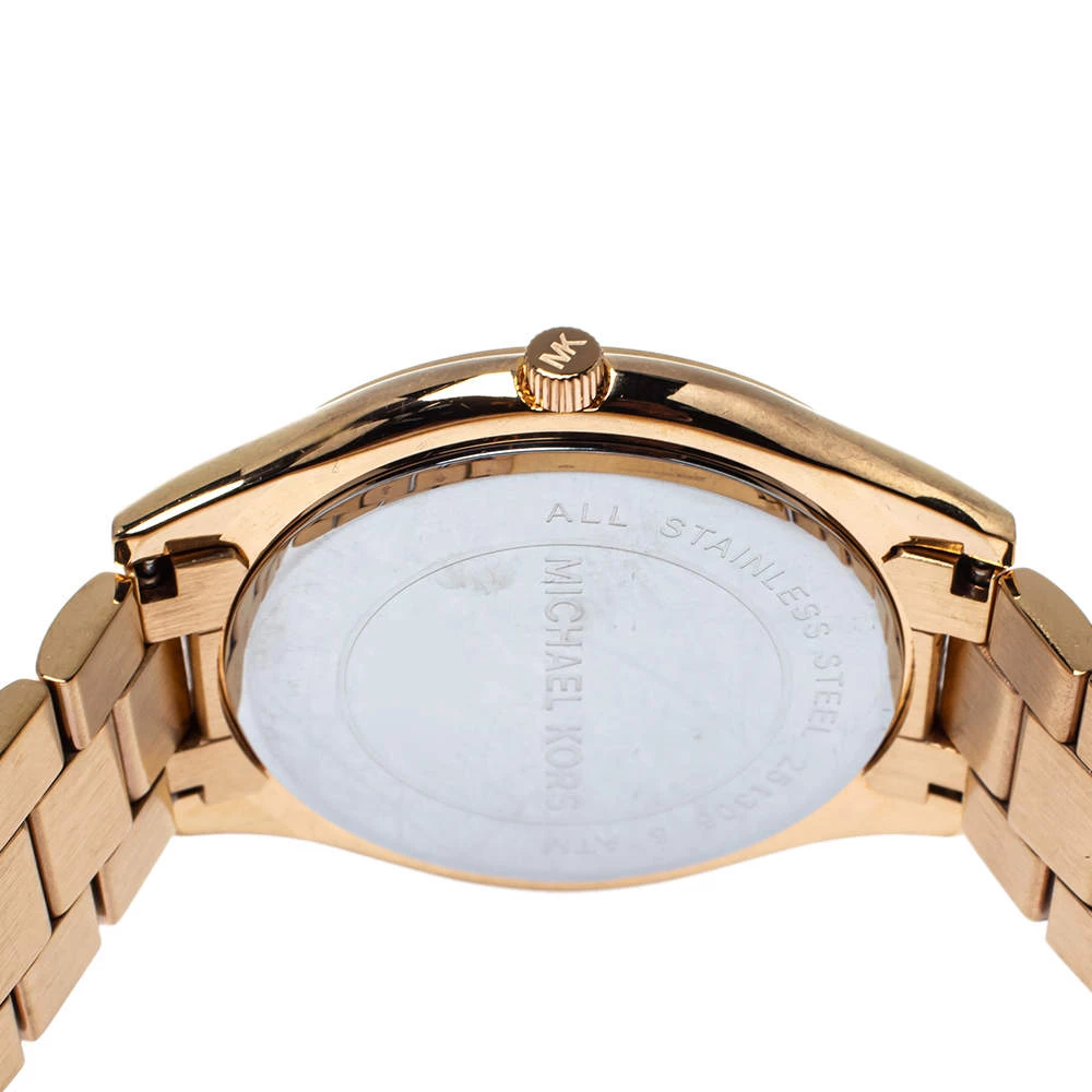 Michael Kors Brown Rose Gold Plated Steel Runway MK3181 Women's Wristwatch 42 Mm For Women - Image 4