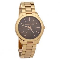 Michael Kors Brown Rose Gold Plated Steel Runway MK3181 Women's Wristwatch 42 Mm For Women