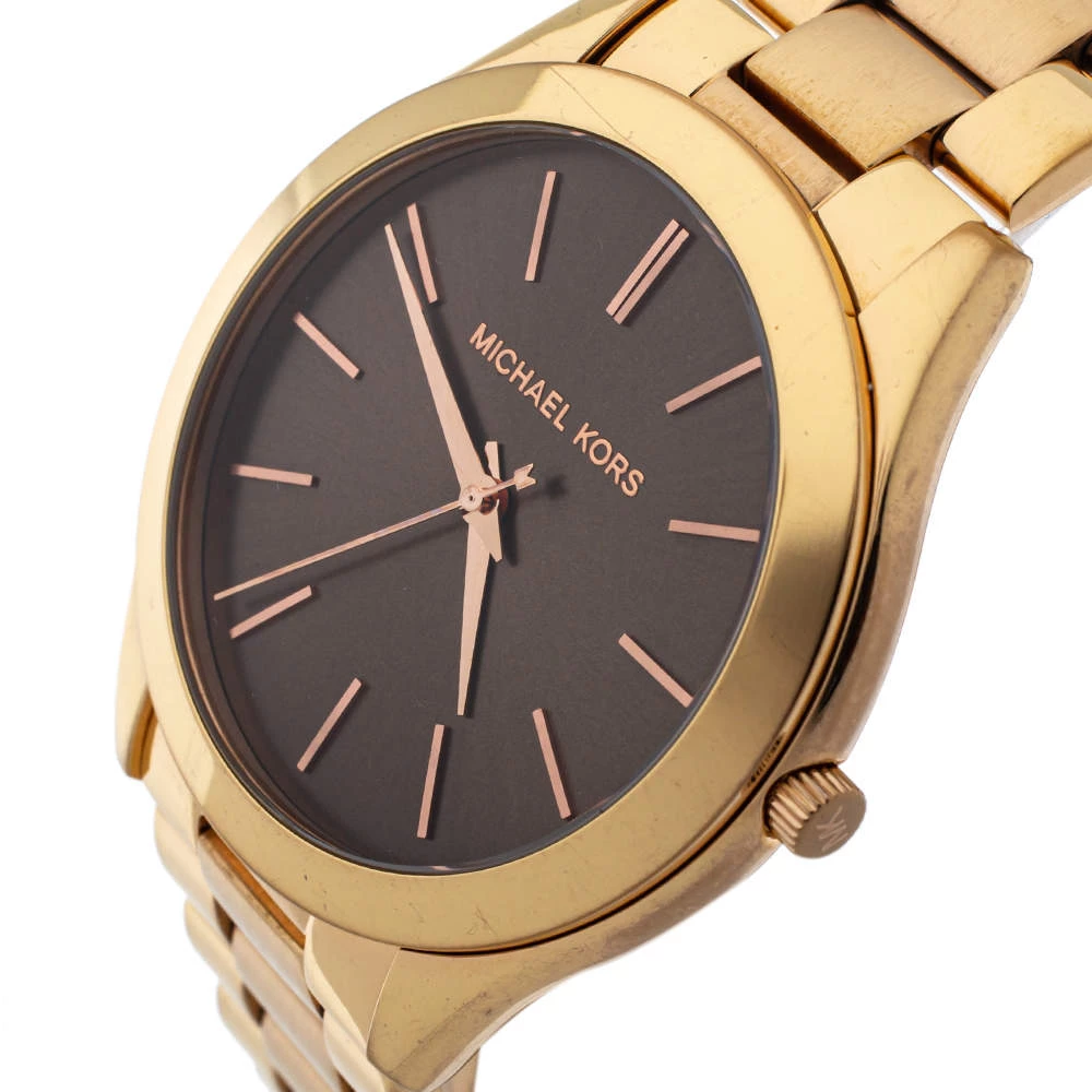 Michael Kors Brown Rose Gold Plated Steel Runway MK3181 Women's Wristwatch 42 Mm For Women - Image 2