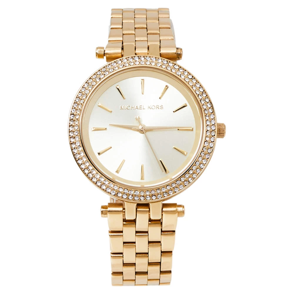 Michael Kors Yellow Gold Tone Stainless Steel Darci Pave MK3430 Women's Wristwatch 33 Mm For Women