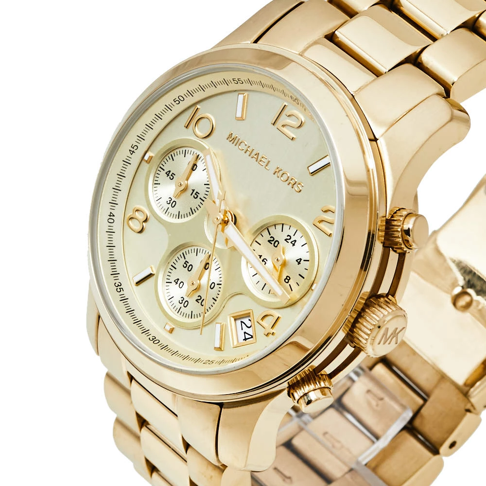 Michael Kors Yellow Gold Plated Stainless Steel Runway MK5055 Women's Wristwatch 38 Mm For Women - Image 2