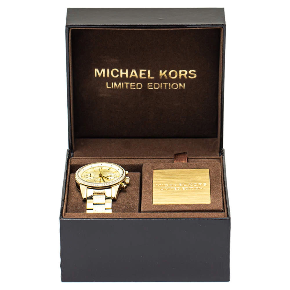 Michael Kors Gold Tone Stainless Steel Ritz Chronograph MK6597 Women's Wristwatch 37 Mm For Women - Image 8