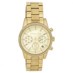 Michael Kors Gold Tone Stainless Steel Ritz Chronograph MK6597 Women's Wristwatch 37 Mm For Women