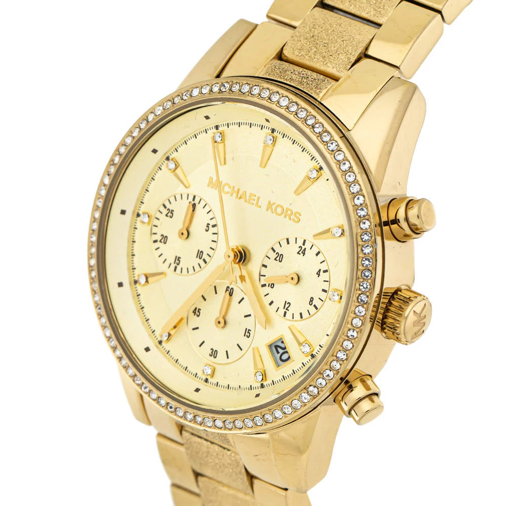 Michael Kors Gold Tone Stainless Steel Ritz Chronograph MK6597 Women's Wristwatch 37 Mm For Women - Image 2