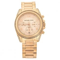 Michael Kors Rose Gold Tone Stainless Steel Blair Chronograph MK5263 Women's Wristwatch 39 Mm For Women