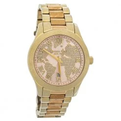 Michael Kors Champagne Two-Tone Stainless Steel Layton MK6476 Women's Wristwatch 44 Mm For Women