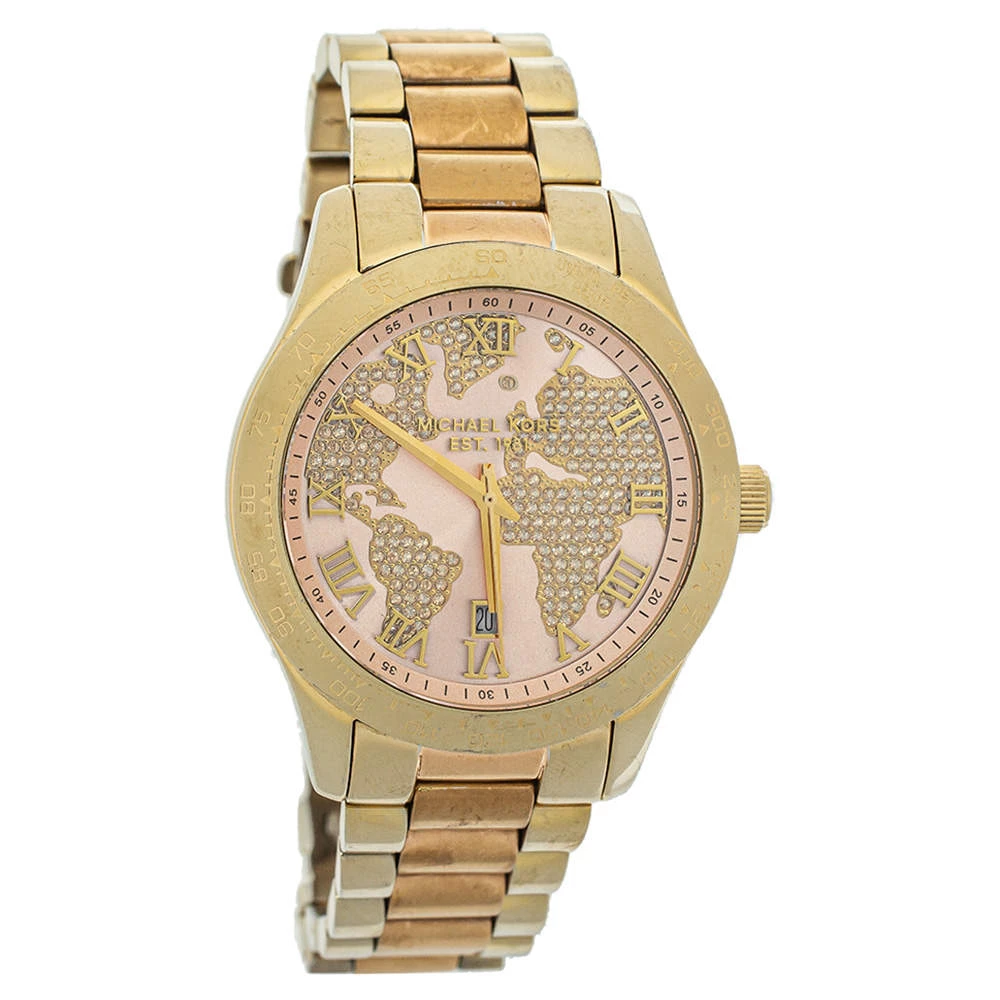 Michael Kors Champagne Two-Tone Stainless Steel Layton MK6476 Women's Wristwatch 44 Mm For Women