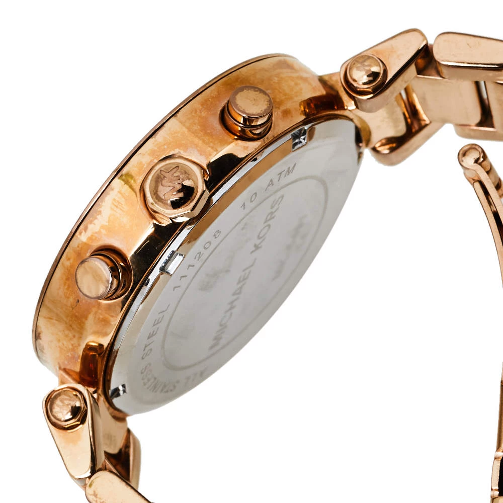 Michael Kors Mother Of Pearl Rose Gold Tone Stainless Steel Parker MK5491 Women's Wristwatch 39 Mm For Women - Image 6