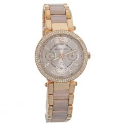 Michael Kors Rose Gold Tone Stainless Steel Parker Mini MK6110 Women's Wristwatch 33 Mm For Women