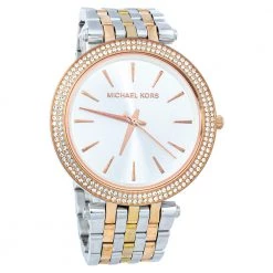 Michael Kors Silver Three Tone Stainless Steel Darci Pavé MK3203 Women's Wristwatch 39mm For Women
