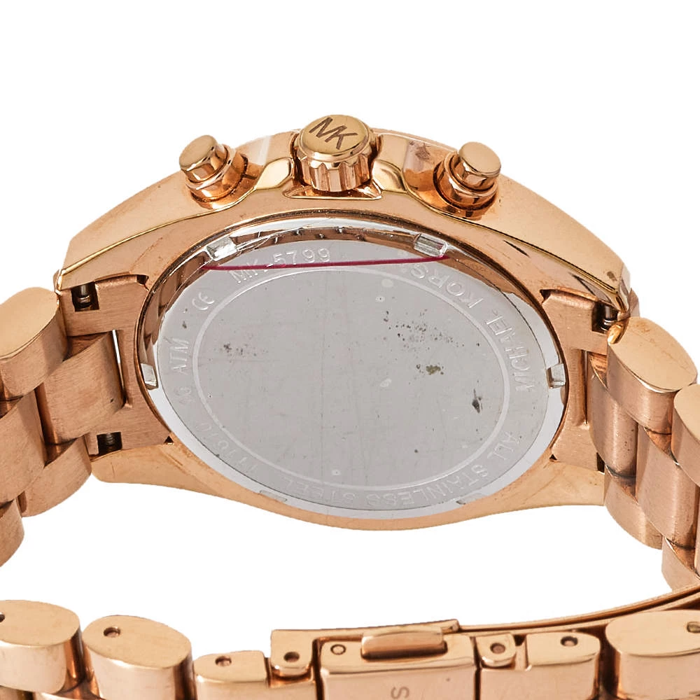 Michael Kors Rose Gold Tone Stainless Steel Bradshaw Chronograph MK5799 Women's Wristwatch 36 Mm For Women - Image 4