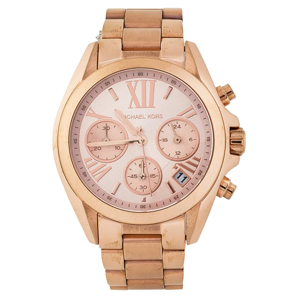 Michael Kors Rose Gold Tone Stainless Steel Bradshaw Chronograph MK5799 Women's Wristwatch 36 Mm For Women