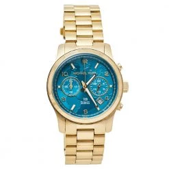 Michael Kors Blue Gold Tone Stainless Steel Watch Hunger Stop MK5815 Women's Wristwatch 38 Mm For Women