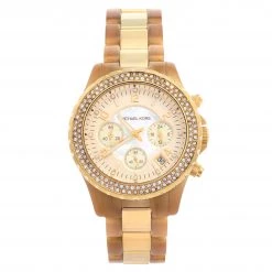 Michael Kors Gold Tone Stainless Steel Horn Acetate Madison MK5417 Women's Wristwatch 42 Mm For Women