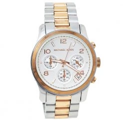 Michael Kors Silver Two Tone Stainless Steel Chronograph MK5315 Women's Wristwatch 38 Mm For Women