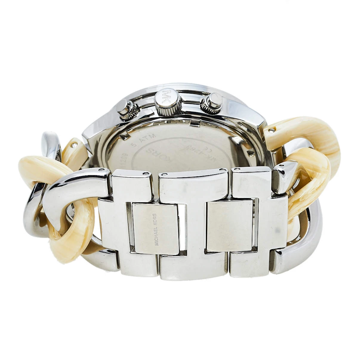 Michael Kors Silver Stainless Steel & Acrylic Chain Runway MK4263 Women's Wristwatch 38 Mm For Women - Image 5