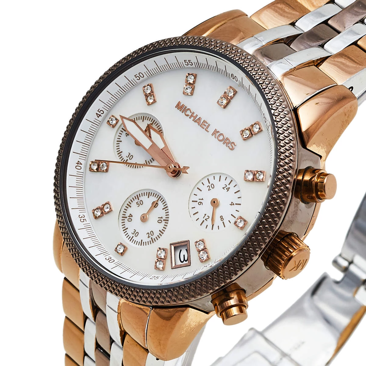 Michael Kors Mother Of Pearl Three-Tone Stainless Steel MK5642 Women's Wristwatch 37 Mm For Women - Image 2