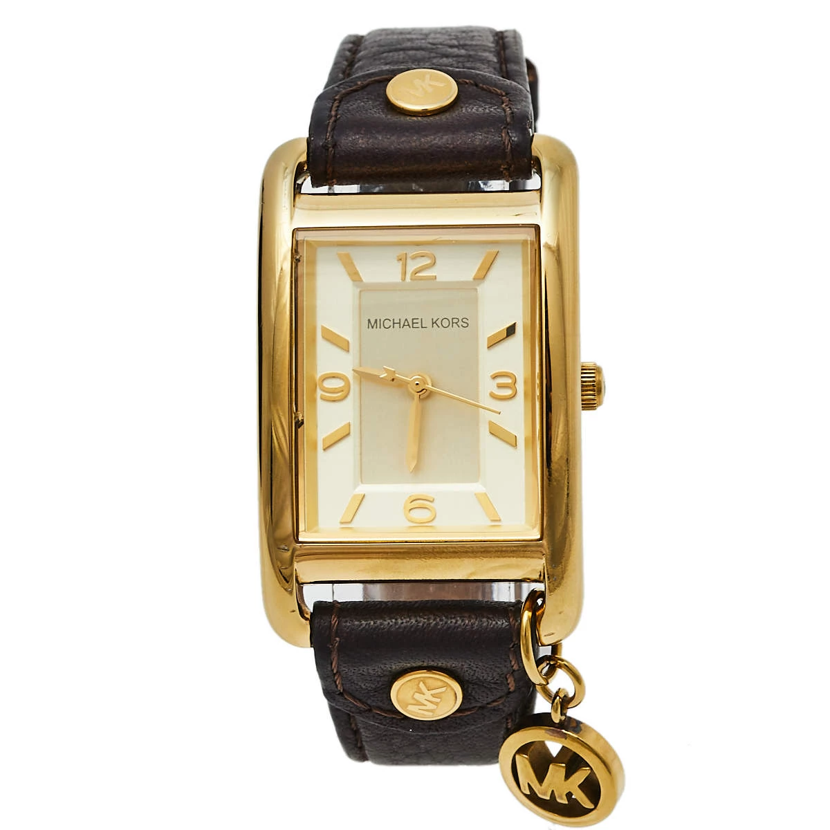 Michael Kors Gold Tone Stainless Steel Charm Jet Set MK2166 Women's Wristwatch 26 Mm For Women