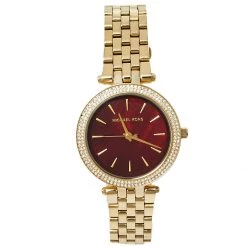 Michael Kors Garnet MOP Gold Tone Stainless Steel MK3583 Darci Quartz Women's Wristwatch 33 MM For Women