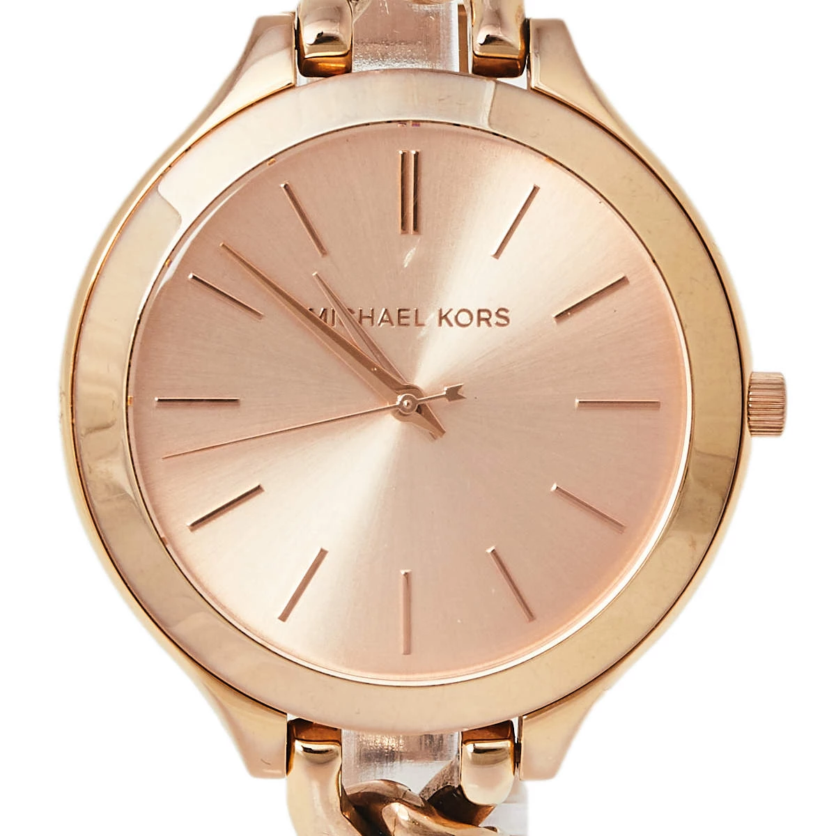 Michael Kors Rose Gold Tone Stainless Steel Slim Runway MK3223 Women's Wristwatch 42 Mm For Women - Image 3