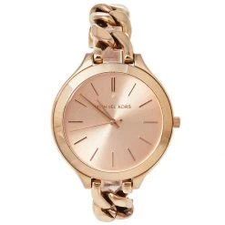Michael Kors Rose Gold Tone Stainless Steel Slim Runway MK3223 Women's Wristwatch 42 Mm For Women