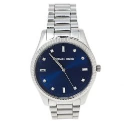 Michael Kors Blue Stainless Steel Blake MK3225 Unisex Wristwatch 41.50 Mm For Women